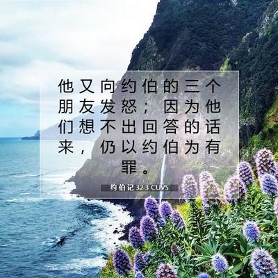 Picture 07 - 约 伯 记 32:3 CUVS - 他 又 向 约 伯 的 三 个 朋 友 发 怒 - Bible Verse Picture