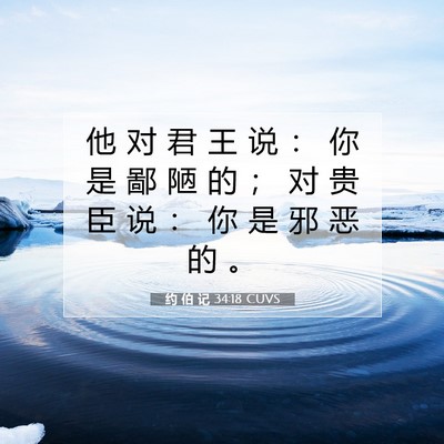 Picture 07 - 约 伯 记 34:18 CUVS - 他 对 君 王 说 ： 你 是 鄙 陋 的 ； - Bible Verse Picture