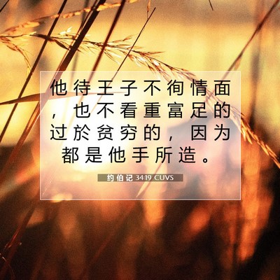 Picture 07 - 约 伯 记 34:19 CUVS - 他 待 王 子 不 徇 情 面 ， 也 不 看 - Bible Verse Picture