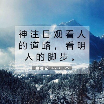 Picture 07 - 约 伯 记 34:21 CUVS - 神 注 目 观 看 人 的 道 路 ， 看 明 - Bible Verse Picture