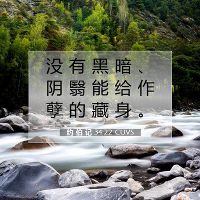Picture 07 - 约 伯 记 34:22 CUVS - 没 有 黑 暗 、 阴 翳 能 给 作 孽 的 - Bible Verse Picture