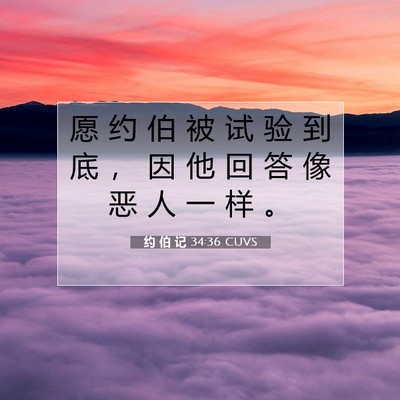 Picture 07 - 约 伯 记 34:36 CUVS - 愿 约 伯 被 试 验 到 底 ， 因 他 回 - Bible Verse Picture
