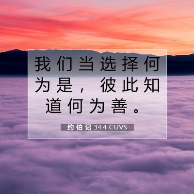Picture 07 - 约 伯 记 34:4 CUVS - 我 们 当 选 择 何 为 是 ， 彼 此 知 - Bible Verse Picture
