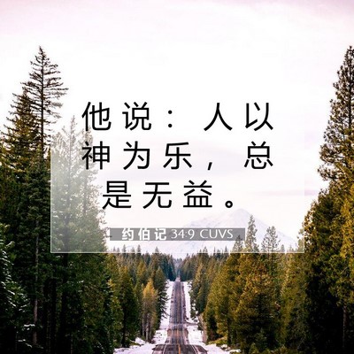 Picture 07 - 约 伯 记 34:9 CUVS - 他 说 ： 人 以 神 为 乐 ， 总 是 无 - Bible Verse Picture