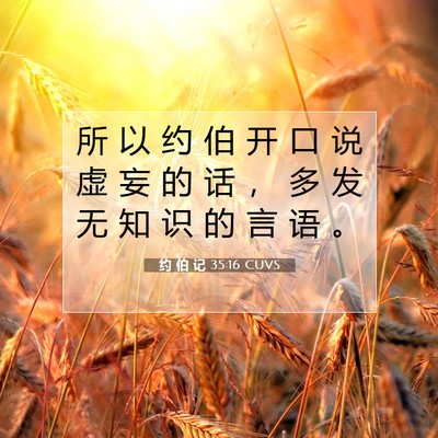 Picture 07 - 约 伯 记 35:16 CUVS - 所 以 约 伯 开 口 说 虚 妄 的 话 ， - Bible Verse Picture