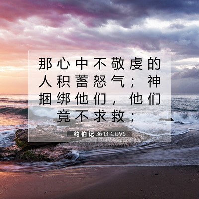 Picture 07 - 约 伯 记 36:13 CUVS - 那 心 中 不 敬 虔 的 人 积 蓄 怒 气 - Bible Verse Picture