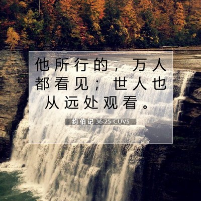 Picture 07 - 约 伯 记 36:25 CUVS - 他 所 行 的 ， 万 人 都 看 见 ； 世 - Bible Verse Picture