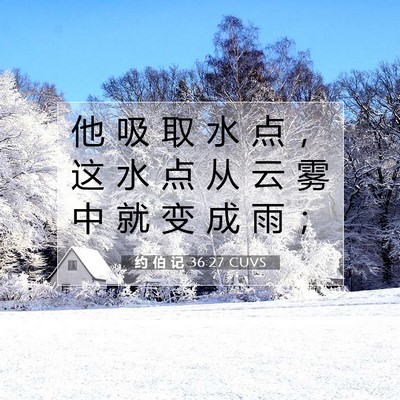 Picture 07 - 约 伯 记 36:27 CUVS - 他 吸 取 水 点 ， 这 水 点 从 云 雾 - Bible Verse Picture