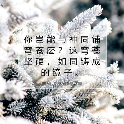 Picture 07 - 约 伯 记 37:18 CUVS - 你 岂 能 与 神 同 铺 穹 苍 麽 ？ 这 - Bible Verse Picture