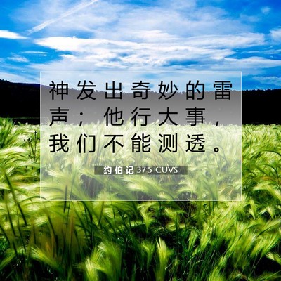Picture 07 - 约 伯 记 37:5 CUVS - 神 发 出 奇 妙 的 雷 声 ； 他 行 大 - Bible Verse Picture