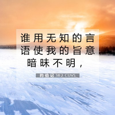 Picture 07 - 约 伯 记 38:2 CUVS - 谁 用 无 知 的 言 语 使 我 的 旨 意 - Bible Verse Picture