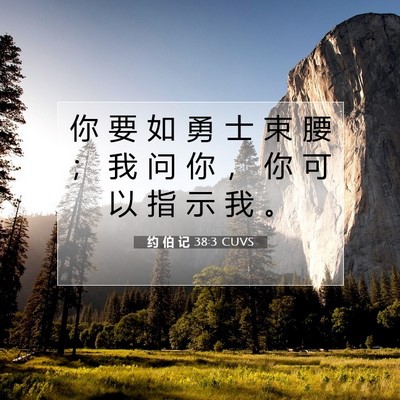 Picture 07 - 约 伯 记 38:3 CUVS - 你 要 如 勇 士 束 腰 ； 我 问 你 ， - Bible Verse Picture