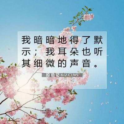 Picture 07 - 约 伯 记 4:12 CUVS - 我 暗 暗 地 得 了 默 示 ； 我 耳 朵 - Bible Verse Picture