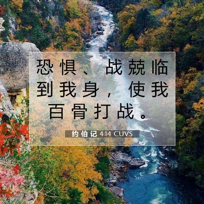 Picture 07 - 约 伯 记 4:14 CUVS - 恐 惧 、 战 兢 临 到 我 身 ， 使 我 - Bible Verse Picture