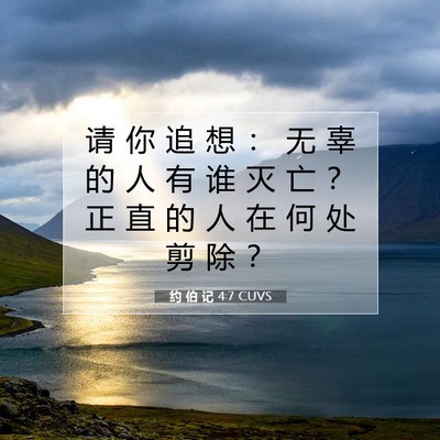 Picture 07 - 约 伯 记 4:7 CUVS - 请 你 追 想 ： 无 辜 的 人 有 谁 灭 - Bible Verse Picture