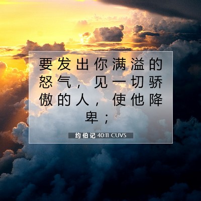 Picture 07 - 约 伯 记 40:11 CUVS - 要 发 出 你 满 溢 的 怒 气 ， 见 一 - Bible Verse Picture