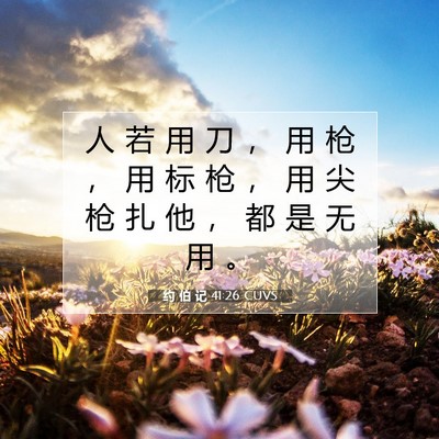 Picture 07 - 约 伯 记 41:26 CUVS - 人 若 用 刀 ， 用 枪 ， 用 标 枪 ， - Bible Verse Picture
