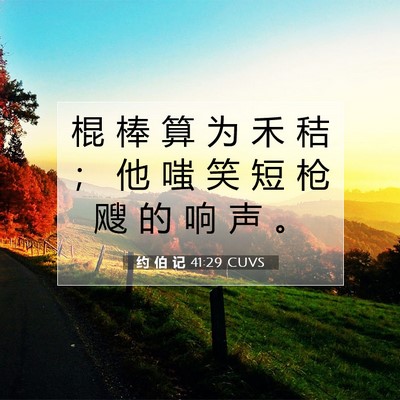Picture 07 - 约 伯 记 41:29 CUVS - 棍 棒 算 为 禾 秸 ； 他 嗤 笑 短 枪 - Bible Verse Picture