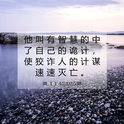 Picture 07 - 约 伯 记 5:13 CUVS - 他 叫 有 智 慧 的 中 了 自 己 的 诡 - Bible Verse Picture
