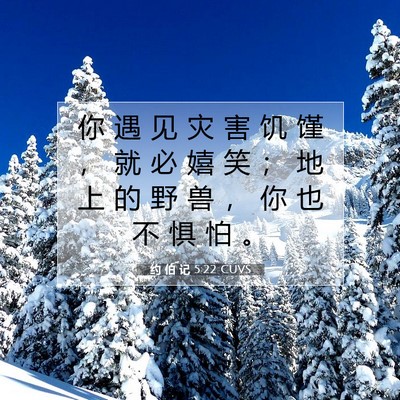 Picture 07 - 约 伯 记 5:22 CUVS - 你 遇 见 灾 害 饥 馑 ， 就 必 嬉 笑 - Bible Verse Picture