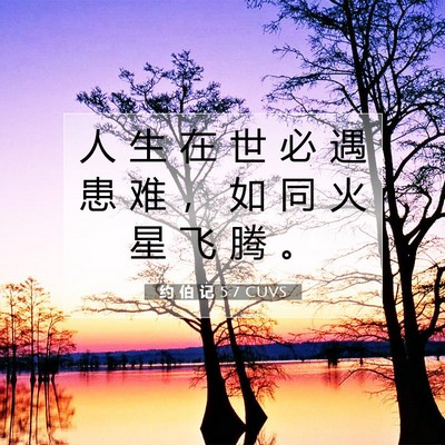 Picture 07 - 约 伯 记 5:7 CUVS - 人 生 在 世 必 遇 患 难 ， 如 同 火 - Bible Verse Picture