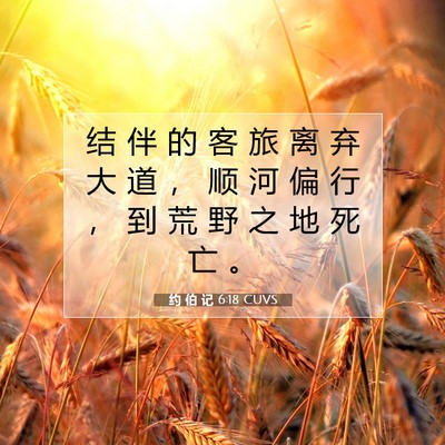 Picture 07 - 约 伯 记 6:18 CUVS - 结 伴 的 客 旅 离 弃 大 道 ， 顺 河 - Bible Verse Picture