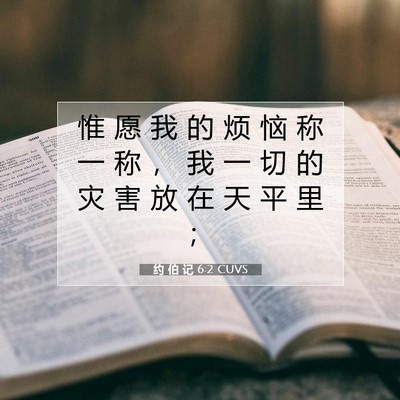 Picture 07 - 约 伯 记 6:2 CUVS - 惟 愿 我 的 烦 恼 称 一 称 ， 我 一 - Bible Verse Picture