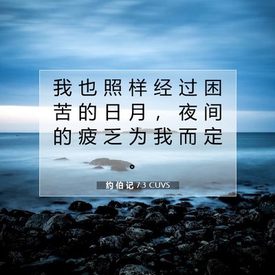 Picture 07 - 约 伯 记 7:3 CUVS - 我 也 照 样 经 过 困 苦 的 日 月 ， - Bible Verse Picture