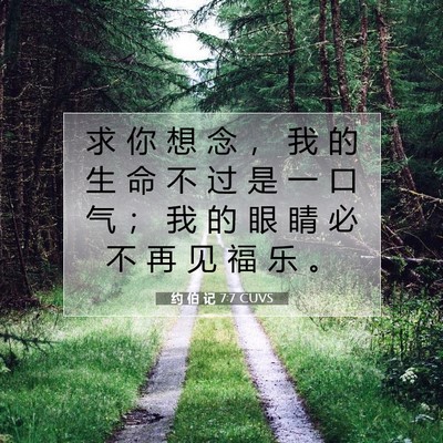 Picture 07 - 约 伯 记 7:7 CUVS - 求 你 想 念 ， 我 的 生 命 不 过 是 - Bible Verse Picture