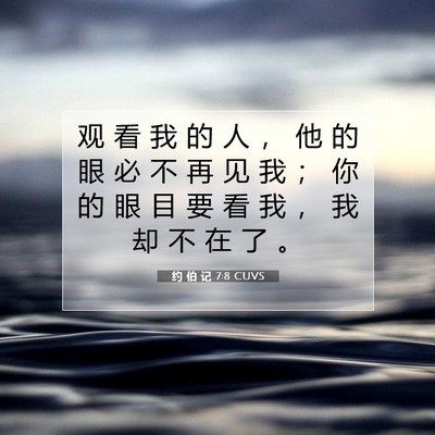 Picture 07 - 约 伯 记 7:8 CUVS - 观 看 我 的 人 ， 他 的 眼 必 不 再 - Bible Verse Picture