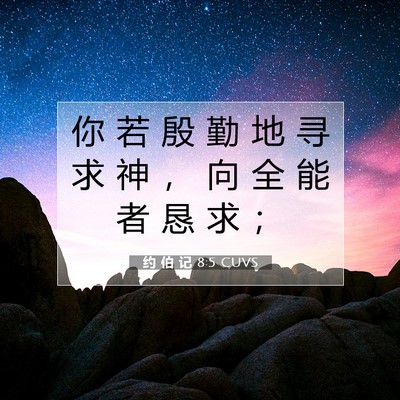 Picture 07 - 约 伯 记 8:5 CUVS - 你 若 殷 勤 地 寻 求 神 ， 向 全 能 - Bible Verse Picture