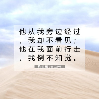 Picture 07 - 约 伯 记 9:11 CUVS - 他 从 我 旁 边 经 过 ， 我 却 不 看 - Bible Verse Picture