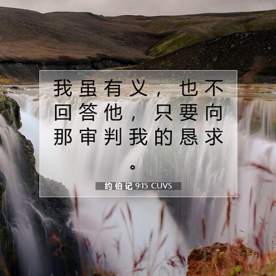 Picture 07 - 约 伯 记 9:15 CUVS - 我 虽 有 义 ， 也 不 回 答 他 ， 只 - Bible Verse Picture