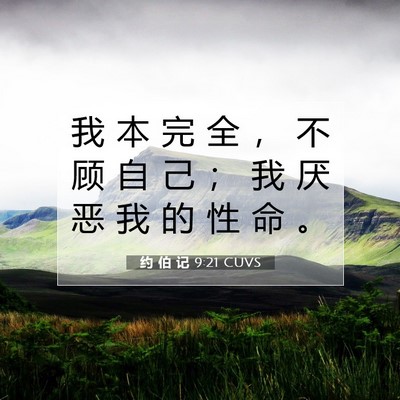 Picture 07 - 约 伯 记 9:21 CUVS - 我 本 完 全 ， 不 顾 自 己 ； 我 厌 - Bible Verse Picture