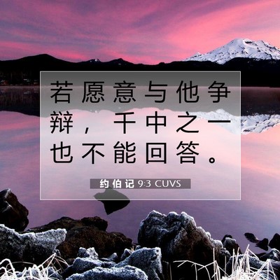 Picture 07 - 约 伯 记 9:3 CUVS - 若 愿 意 与 他 争 辩 ， 千 中 之 一 - Bible Verse Picture