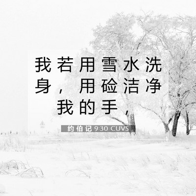 Picture 07 - 约 伯 记 9:30 CUVS - 我 若 用 雪 水 洗 身 ， 用 硷 洁 净 - Bible Verse Picture