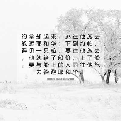 Picture 07 - 约 拿 书 1:3 CUVS - 约 拿 却 起 来 ， 逃 往 他 施 去 躲 - Bible Verse Picture