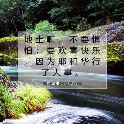 Picture 07 - 约 珥 书 2:21 CUVS - 地 土 啊 ， 不 要 惧 怕 ； 要 欢 喜 - Bible Verse Picture