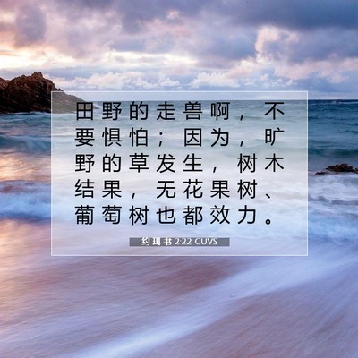 Picture 07 - 约 珥 书 2:22 CUVS - 田 野 的 走 兽 啊 ， 不 要 惧 怕 ； - Bible Verse Picture