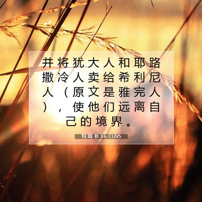 Picture 07 - 约 珥 书 3:6 CUVS - 并 将 犹 大 人 和 耶 路 撒 冷 人 卖 - Bible Verse Picture