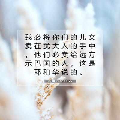 Picture 07 - 约 珥 书 3:8 CUVS - 我 必 将 你 们 的 儿 女 卖 在 犹 大 - Bible Verse Picture