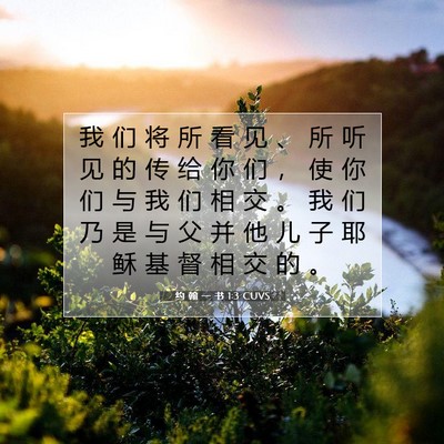 Picture 07 - 约 翰 一 书 1:3 CUVS - 我 们 将 所 看 见 、 所 听 见 的 传 - Bible Verse Picture