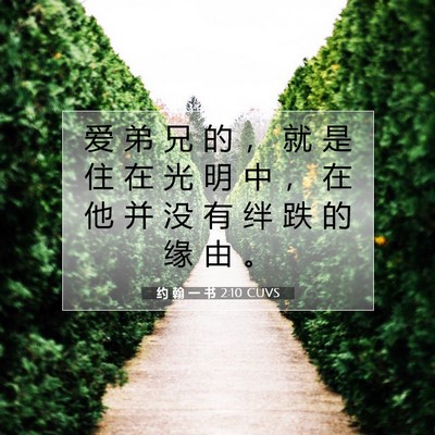 Picture 07 - 约 翰 一 书 2:10 CUVS - 爱 弟 兄 的 ， 就 是 住 在 光 明 中 - Bible Verse Picture