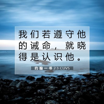 Picture 07 - 约 翰 一 书 2:3 CUVS - 我 们 若 遵 守 他 的 诫 命 ， 就 晓 - Bible Verse Picture