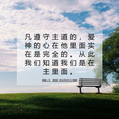 Picture 07 - 约 翰 一 书 2:5 CUVS - 凡 遵 守 主 道 的 ， 爱 神 的 心 在 - Bible Verse Picture