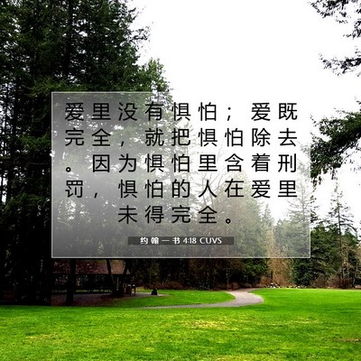 Picture 07 - 约 翰 一 书 4:18 CUVS - 爱 里 没 有 惧 怕 ； 爱 既 完 全 ， - Bible Verse Picture