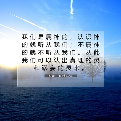 Picture 07 - 约 翰 一 书 4:6 CUVS - 我 们 是 属 神 的 ， 认 识 神 的 就 - Bible Verse Picture