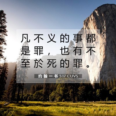Picture 07 - 约 翰 一 书 5:17 CUVS - 凡 不 义 的 事 都 是 罪 ， 也 有 不 - Bible Verse Picture