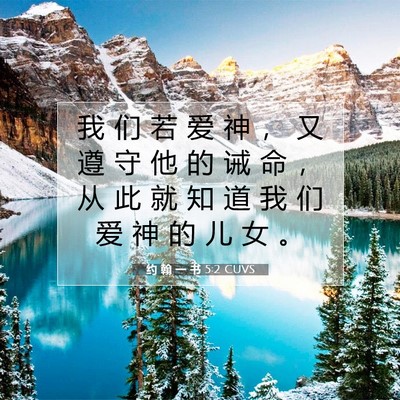 Picture 07 - 约 翰 一 书 5:2 CUVS - 我 们 若 爱 神 ， 又 遵 守 他 的 诫 - Bible Verse Picture