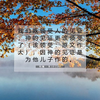 Picture 07 - 约 翰 一 书 5:9 CUVS - 我 们 既 领 受 人 的 见 证 ， 神 的 - Bible Verse Picture